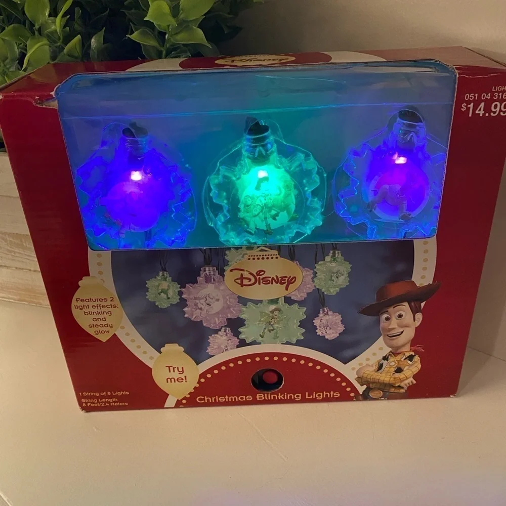 DISNEY TOY STORY MOTION ACTIVATED (8) CHRISTMAS TREE LIGHTS~BLINKING/STEADY~NIB